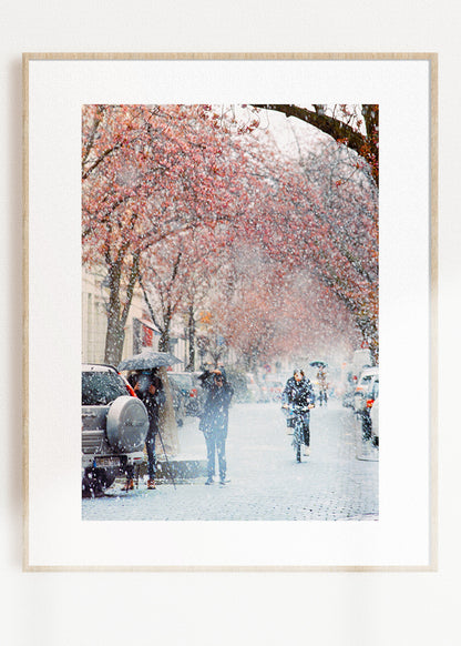 Wandbild "Kirschblüte im Schnee 2"